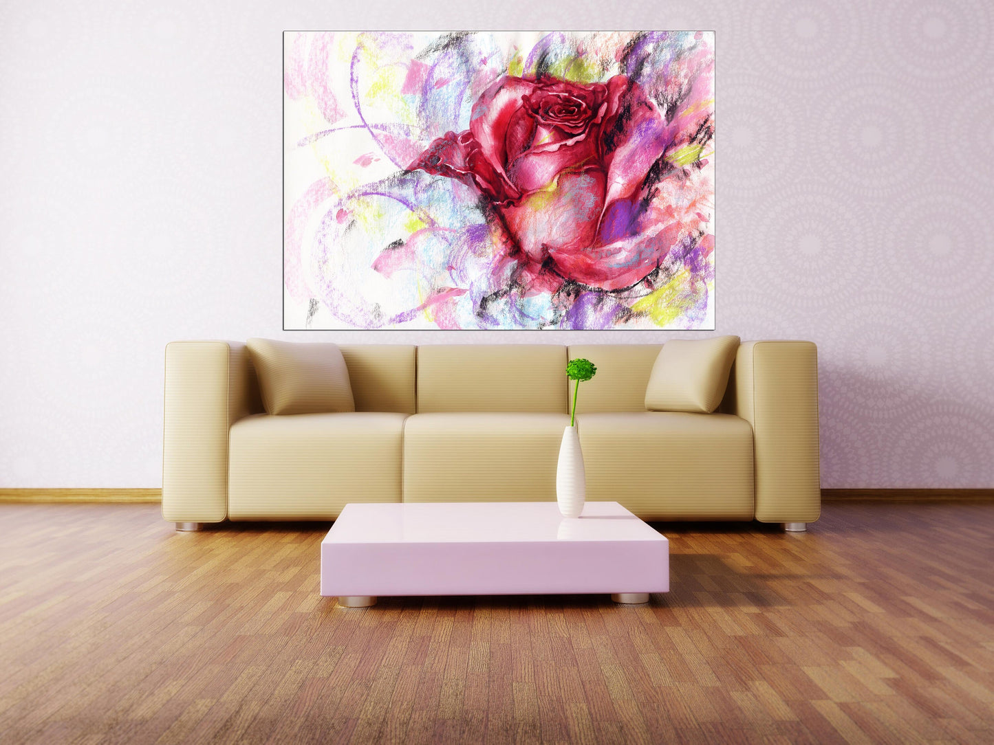 Pink roses wall art Flowers wall art paintings on canvas, home wall decor, canvas painting 3 piece wall art 4 panel wall art 5 panel canvas