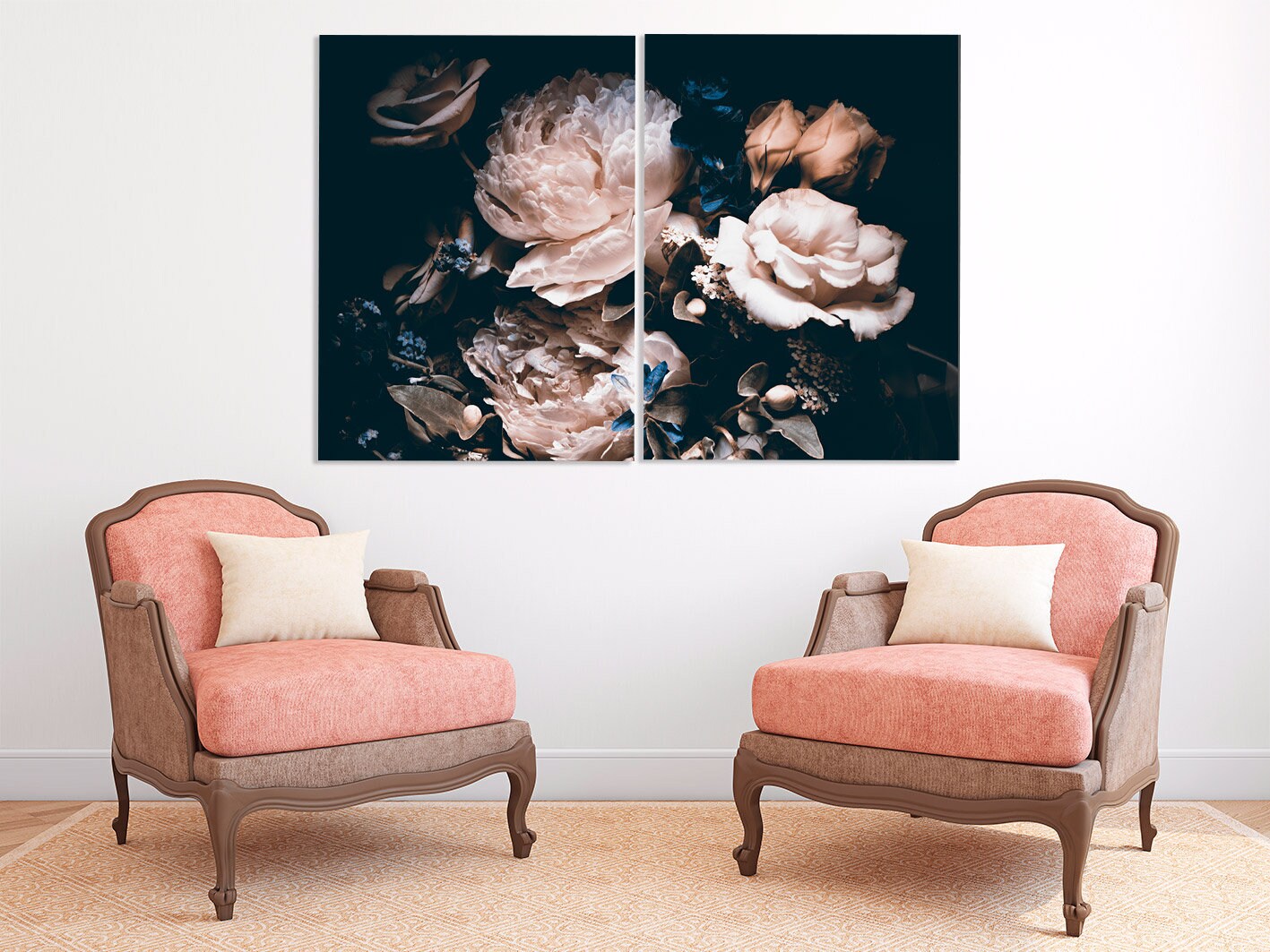 Flowers wall art paintings on canvas, Peony wall art, home wall decor, canvas painting, Wall art boho flowers,  flowers canvas