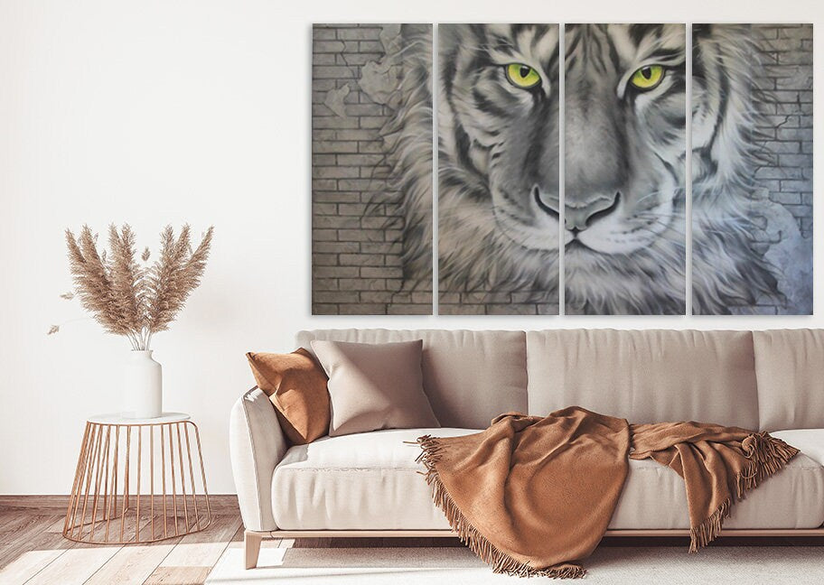 Tiger wall art wall art printable paintings on canvas, home wall decor canvas painting living room art, contemporary art black and white art