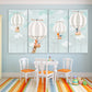 Babyzimmer Wandkunst Spielzimmer Kinder Wanddekoration Junge Ballon Kinderzimmer Bild Heißluftballon Kunst Tiere Druck Mehrteiliges Leinwandgemälde