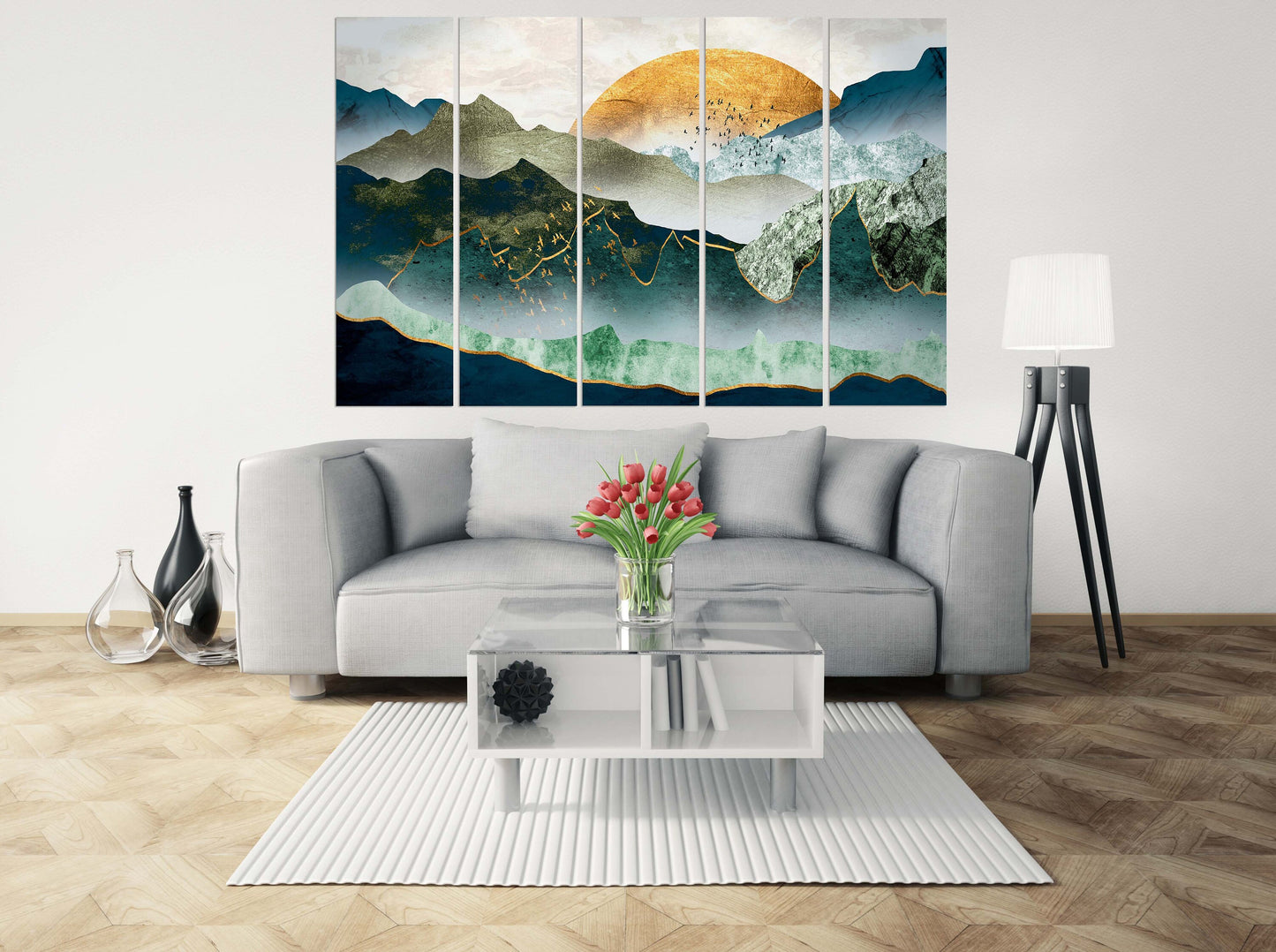 Blue ridge mountains Abstract wall art paintings on canvas Nature wall art Japanese art canvas Mountains wall art Smoky mountains gift