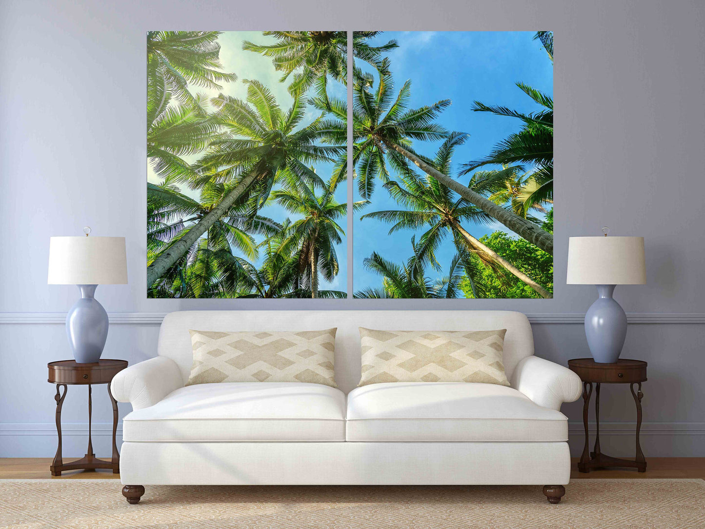 Palm tree wall art Tree topper wall art Tree Branch Print Home wall decor Canvas painting Multi panel wall art Palm leaf wall art