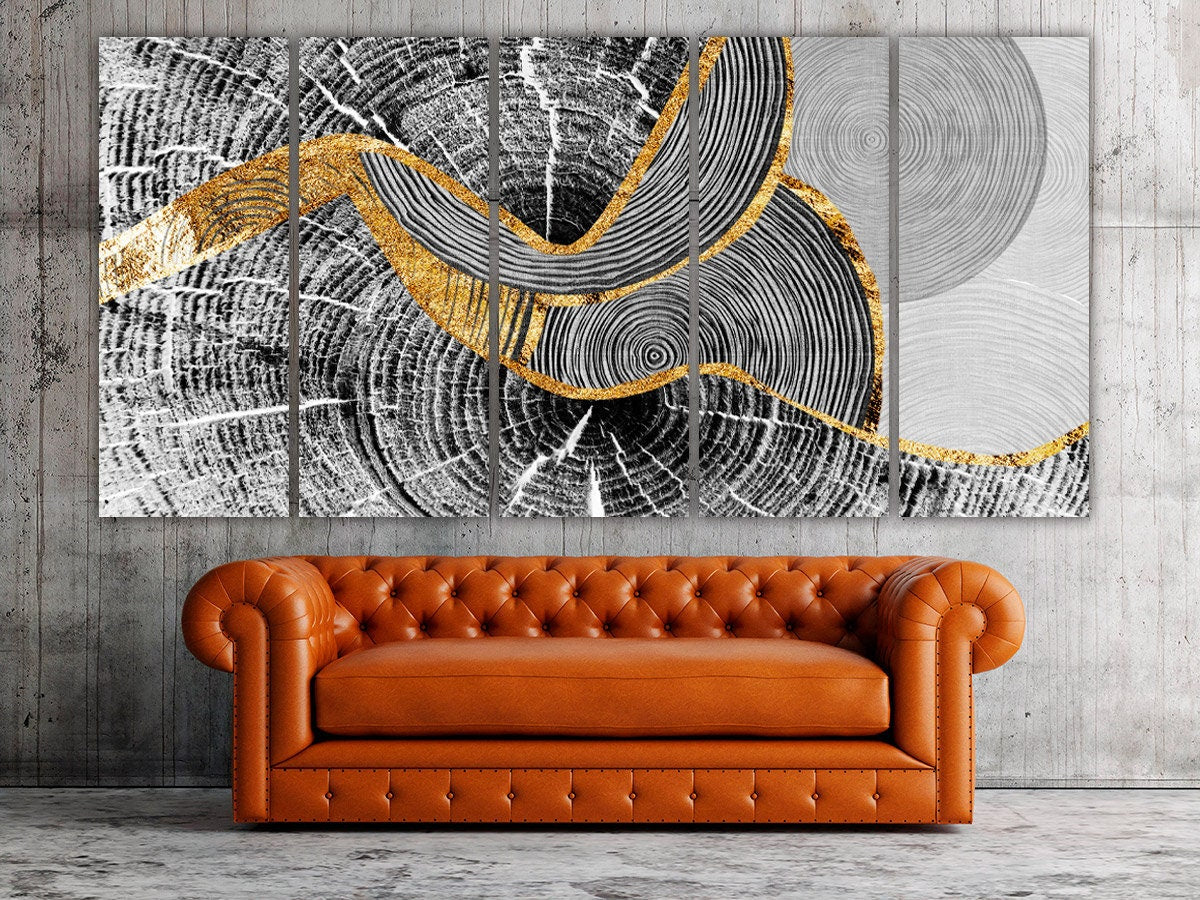 Schwarz-goldene abstrakte Wandkunst, abstraktes Gemälde, abstrakter Druck, abstrakte Leinwand, mehrteilige Wandkunst, Geschenk zur Wohnungserwärmung