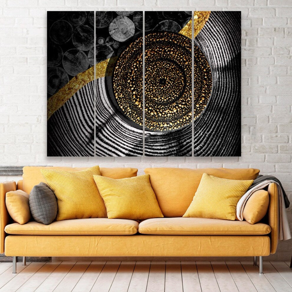 Black and gold abstract wall art sets of 4 Abstract wall art paintings on canvas home wall decor canvas painting modern abstract art