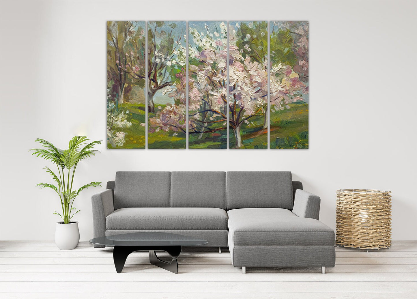 Cherry tree Oil canvas painting spring prints Flower Nature Landscape wall art Bedroom Living Farmhouse room wall decor