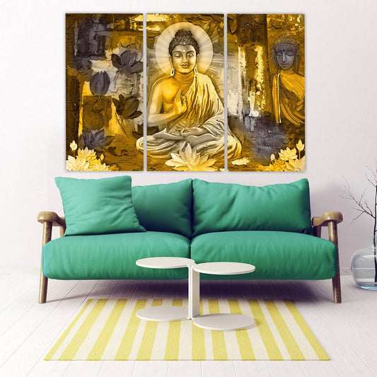 Buddha decor wall  art indian paintings on canvas religious extra large multi panel wall art Housewarming gift home painting