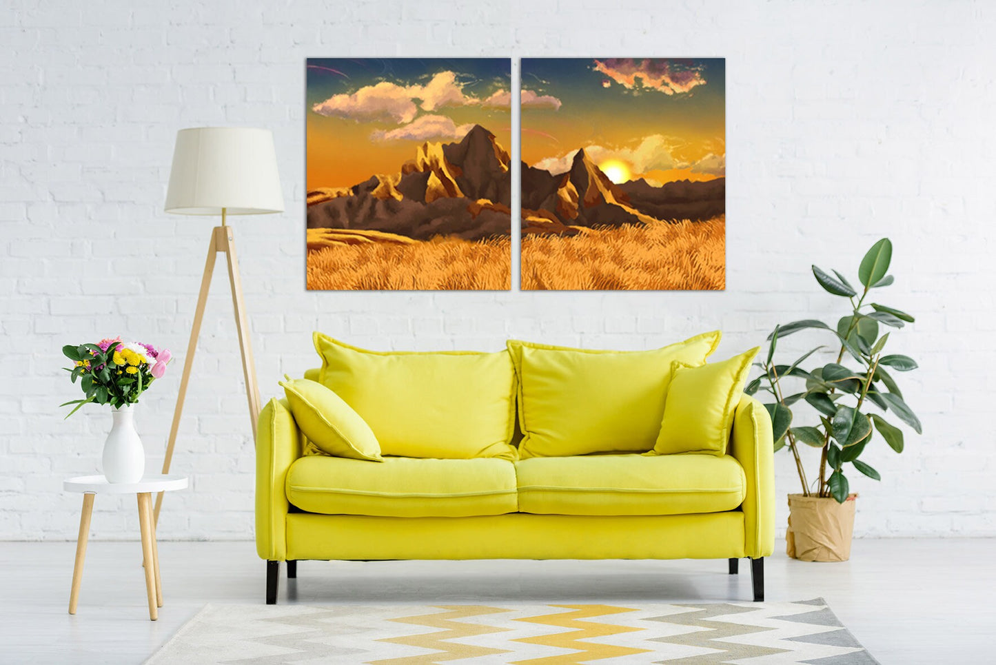 Mountains wall art Landscape painting on canvas Nature prints home bedroom wall decor extra large multi panel canvas painting