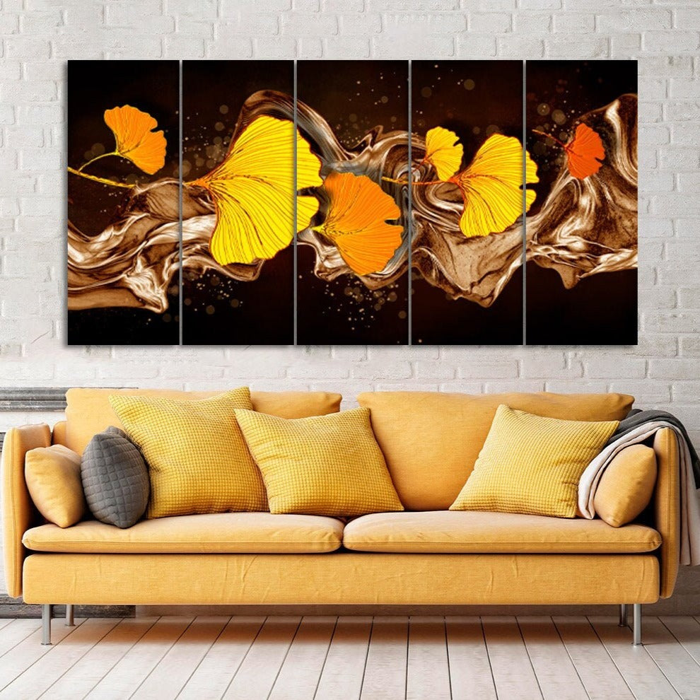 Abstract leaves wall art paintings on canvas Home wall decor Canvas painting Housewarming and wedding gift