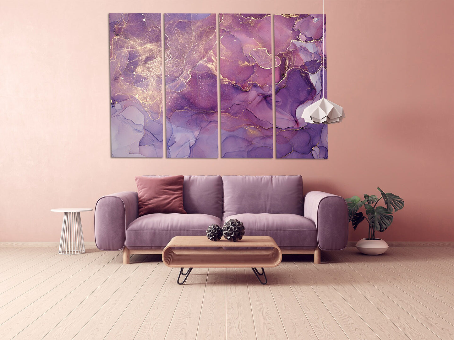 Purple marble Abstract multi panel art wall art paintings on canvas home wall decor housewarming gift canvas painting