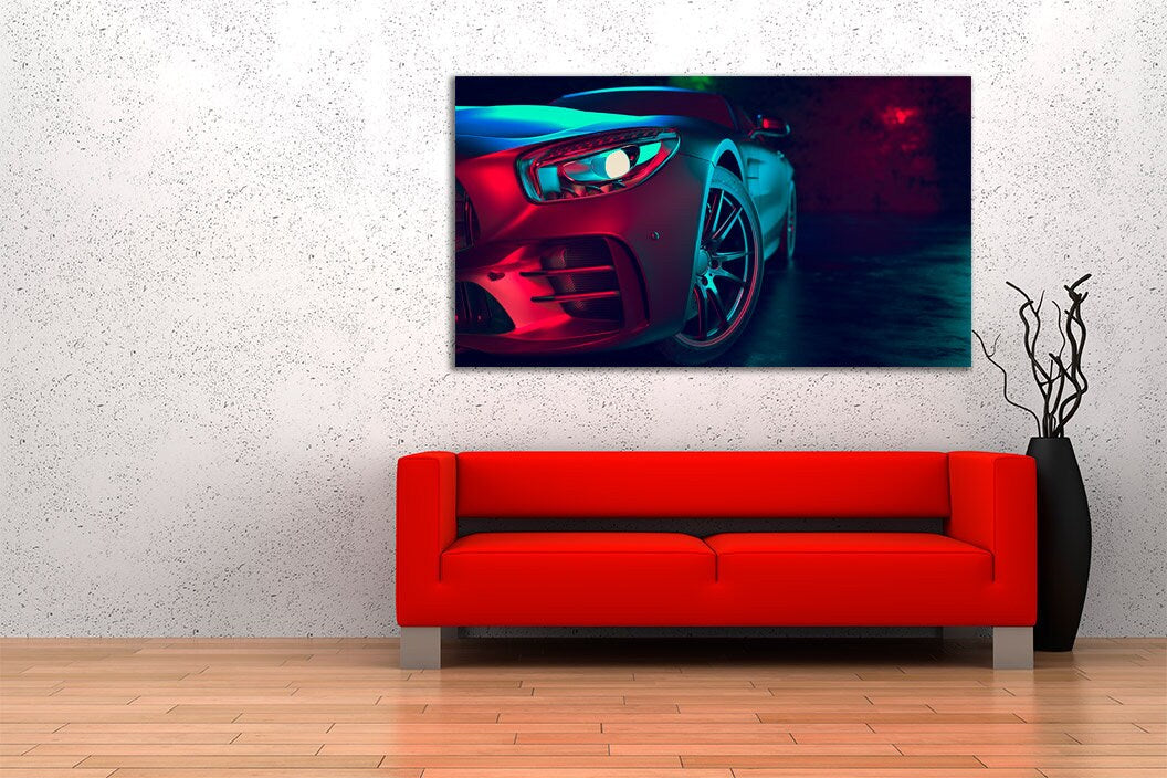 Car horizontal wall art boy nursery wall decor framed canvas paintings bedroom wall decoration multi panel printable wall art set