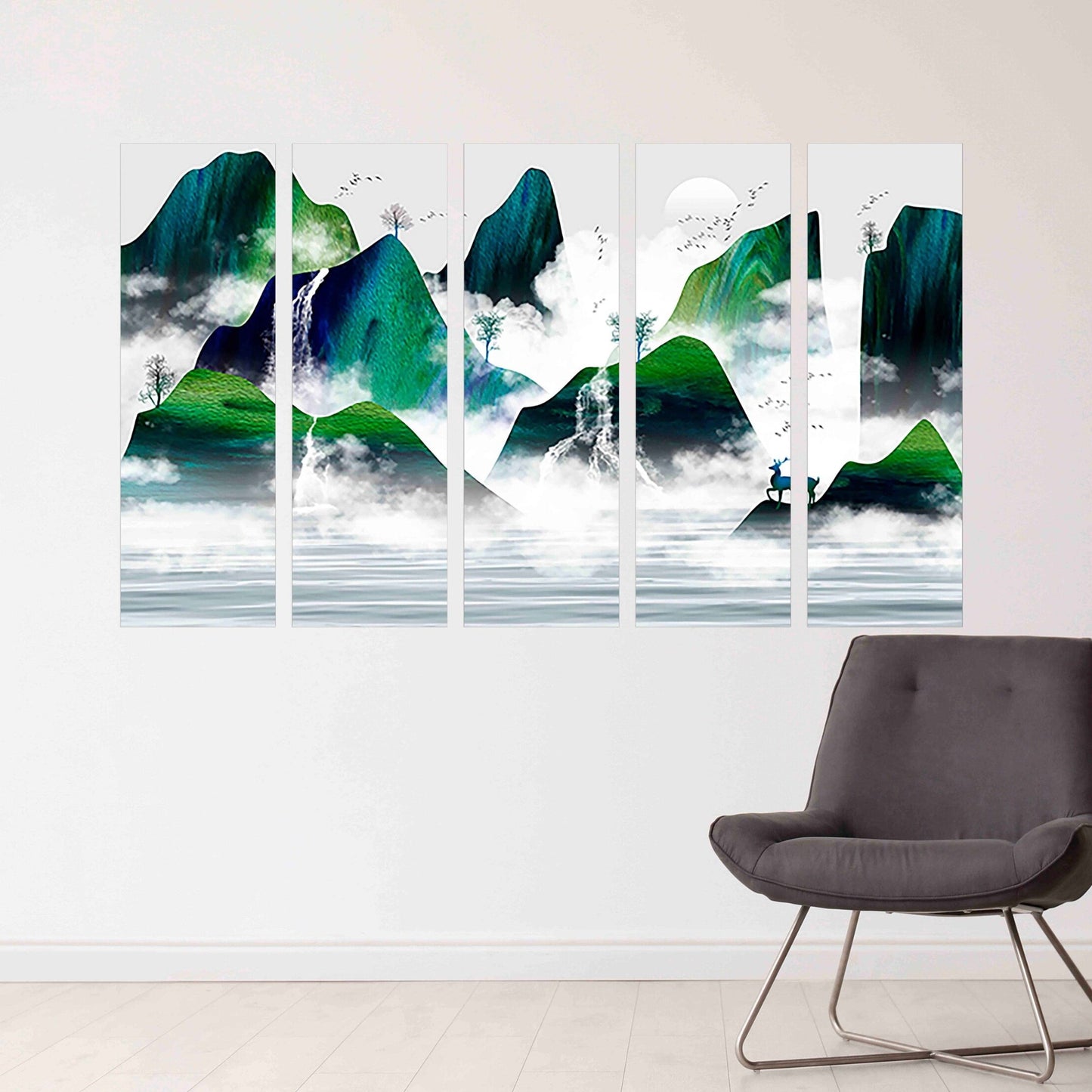 Smoky Mountains Wall Emerald green wall decor Modern Print Wall Art Poster Multi Panel Canvas Wall Decor Abstract Painting Canvas Prints