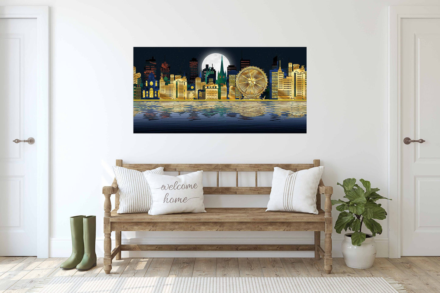 City at night decor Canvas painting Extra large multi panel wall art Picture frames Home wall decor picture Night city Wall collage kit