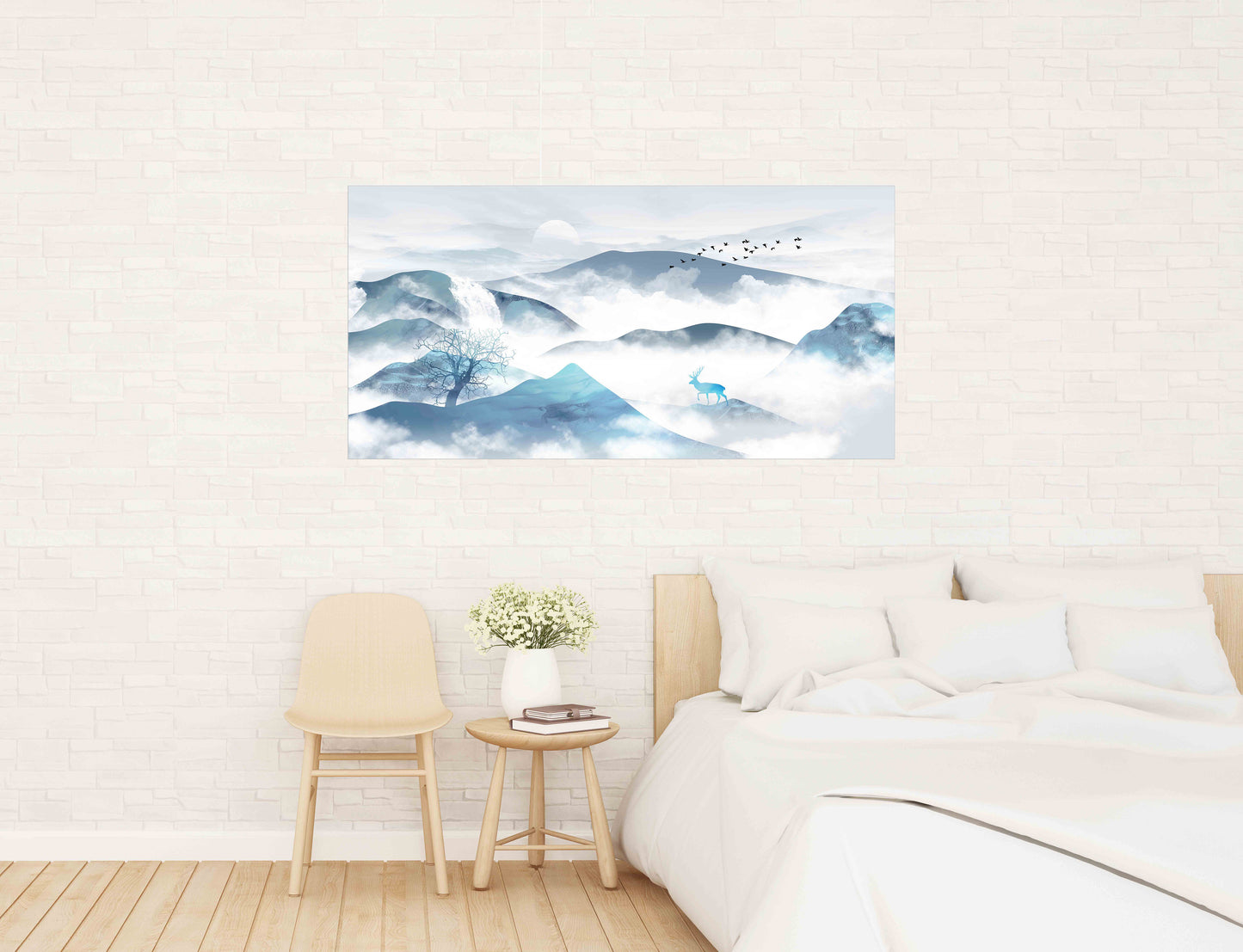 Blue ridge mountains wall art Smoky mountains wall art Outdoors mountains wall art Deer printable Canvas painting