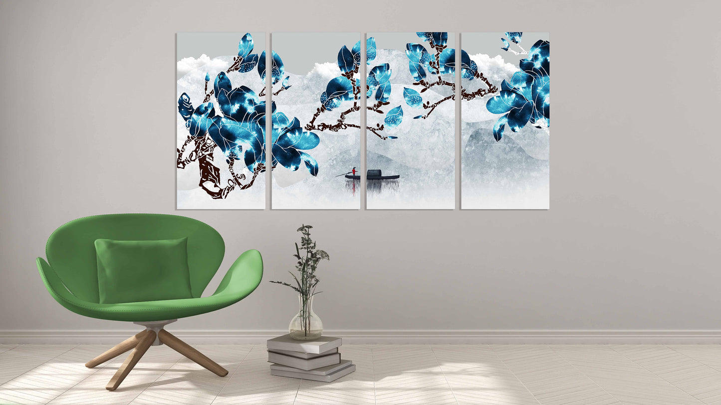 Flower wall panel Sakura blossoms Japanese wall art Canvas painting Home wall decor 3 piece frame canvas Asian wall art