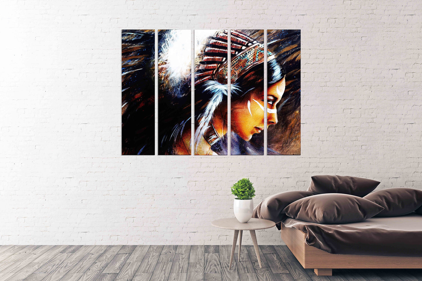 Indian painting Home wall decor Multi panel extra large canvas art painting Wonder woman Girl painting on canvas Feathers of style