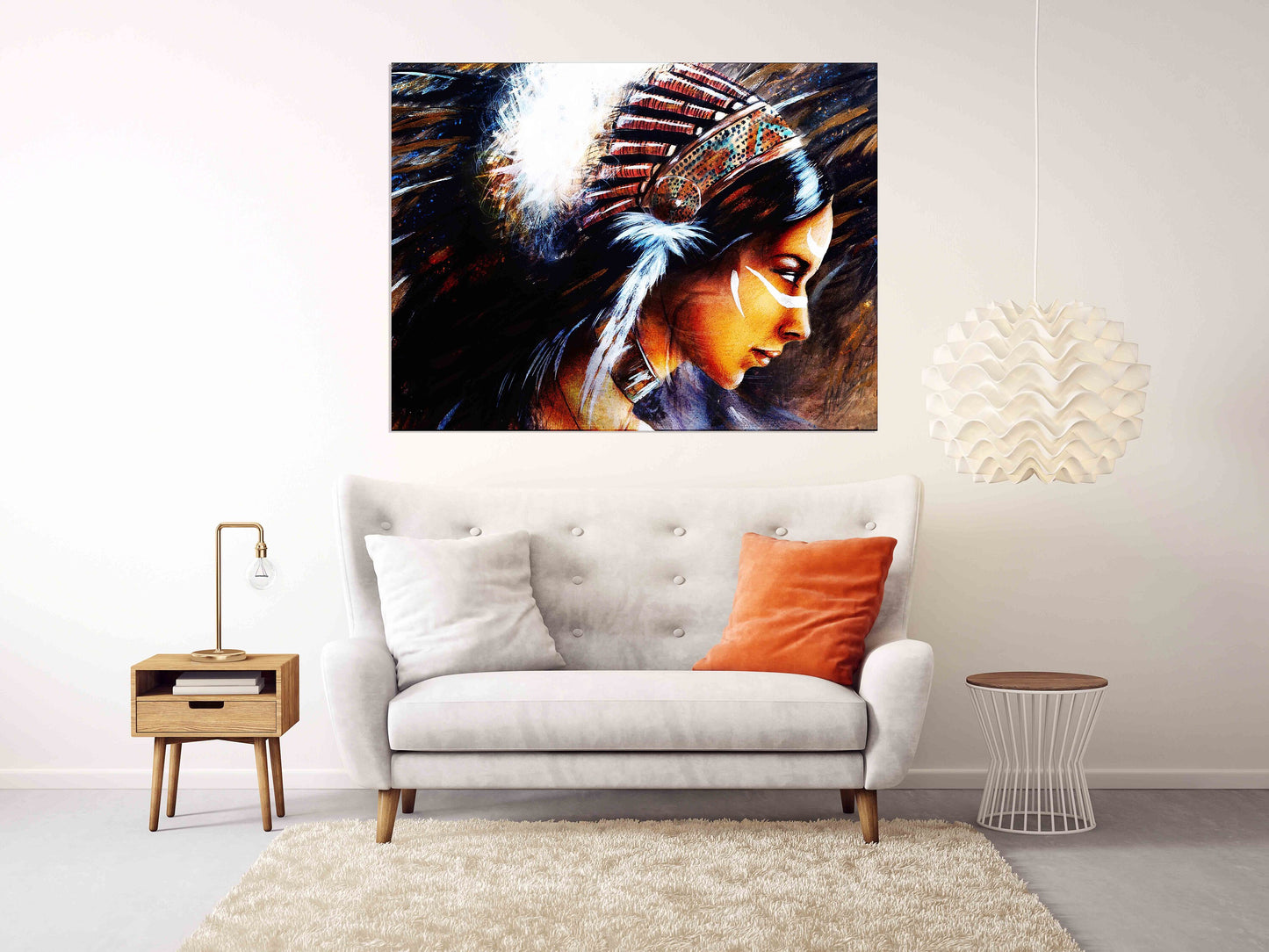 Indian painting Home wall decor Multi panel extra large canvas art painting Wonder woman Girl painting on canvas Feathers of style