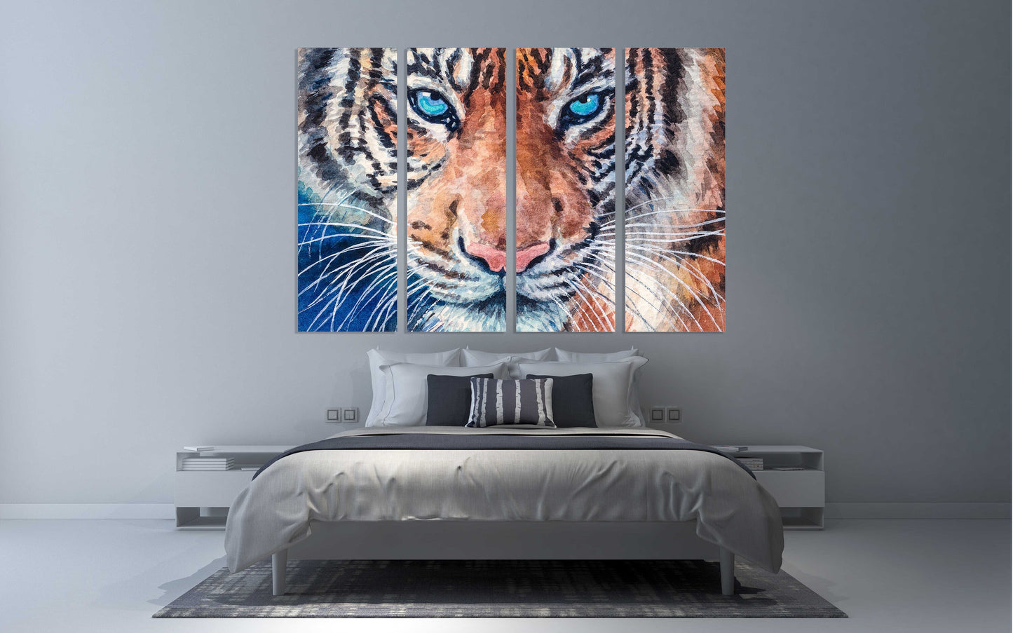 Tiger wall art print Trendy room wall decor framed canvas painting Сontemporary wild animal for bedroom living room kitchen wall art