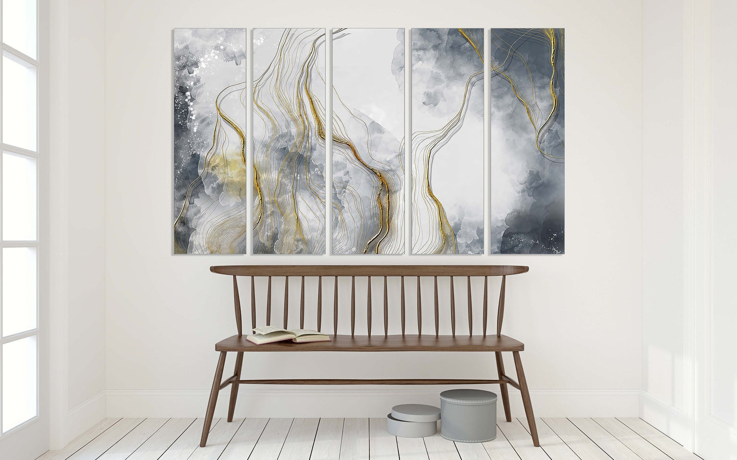 Abstract canvas wall art Gold and black wall art horizontal home decor wall art Abstract art print Extra large wall art Multi panel wall art