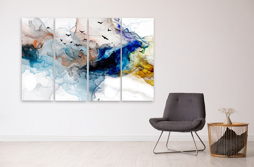 Abstract canvas wall art Modern neutral painting Abstract art print Extra large wall art Multi panel wall art Bathroom wall decor