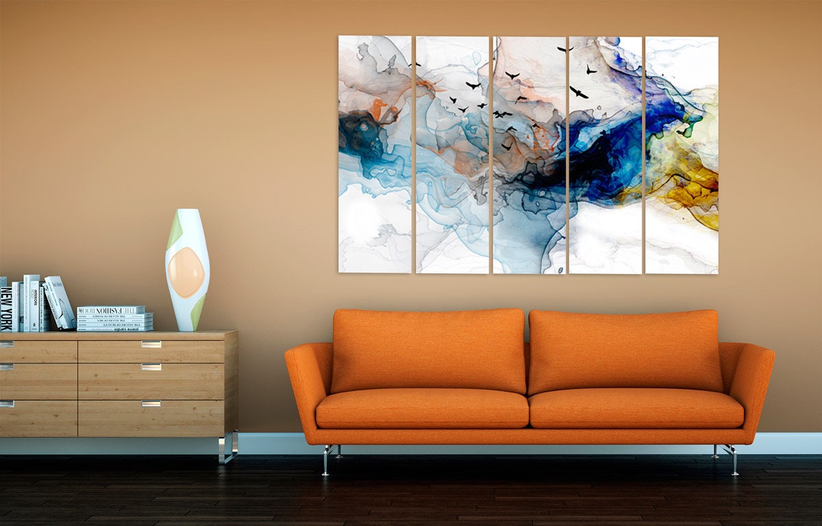 Abstract canvas wall art Modern neutral painting Abstract art print Extra large wall art Multi panel wall art Bathroom wall decor