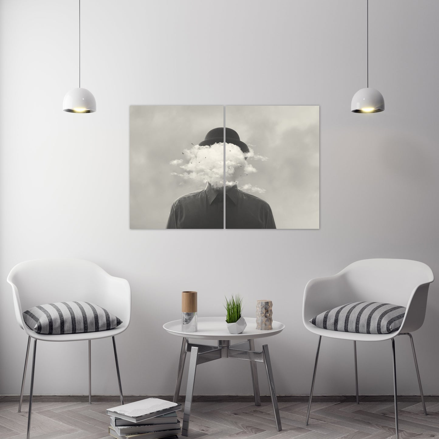 Surreal wall art, surreal painting, black and white canvas wall art, cloud painting, surreal art prints, extra large canvas art painting