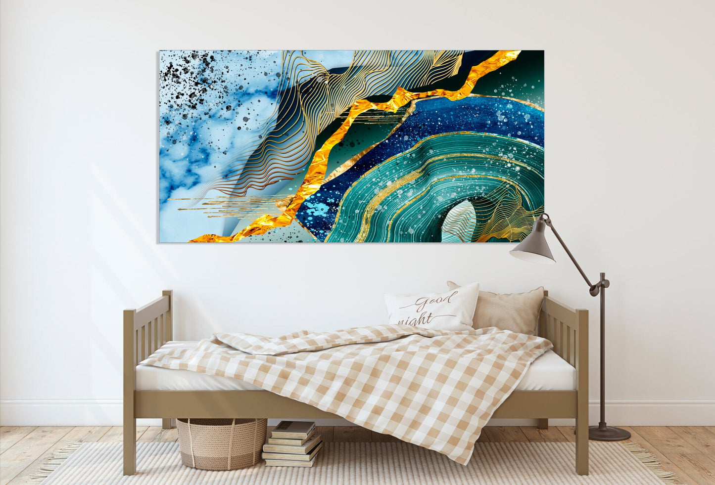 Abstract wall art, oversized wall art, blue and gold wall art, abstract painting extra large canvas wall art