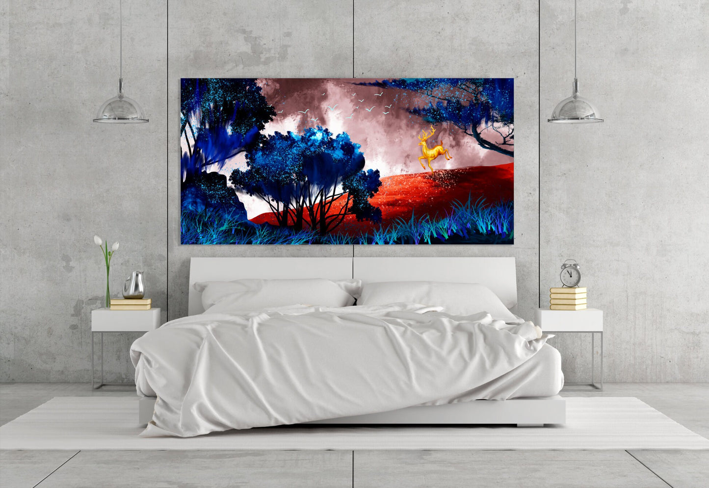 Japanese wall art, forest canvas painting nature horizontal wall art, asian wall art prints