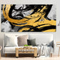 Übergroße gelbe und schwarze Wandkunst, abstrakte Wandkunst, blaue und goldene Wandkunst, abstraktes Gemälde, extra große Leinwand-Wandkunst