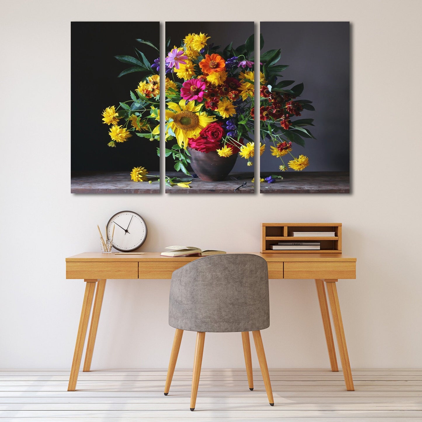 Floral canvas paintings, flowers farmhouse wall decor, botanical paintings, extra large canvas wall art