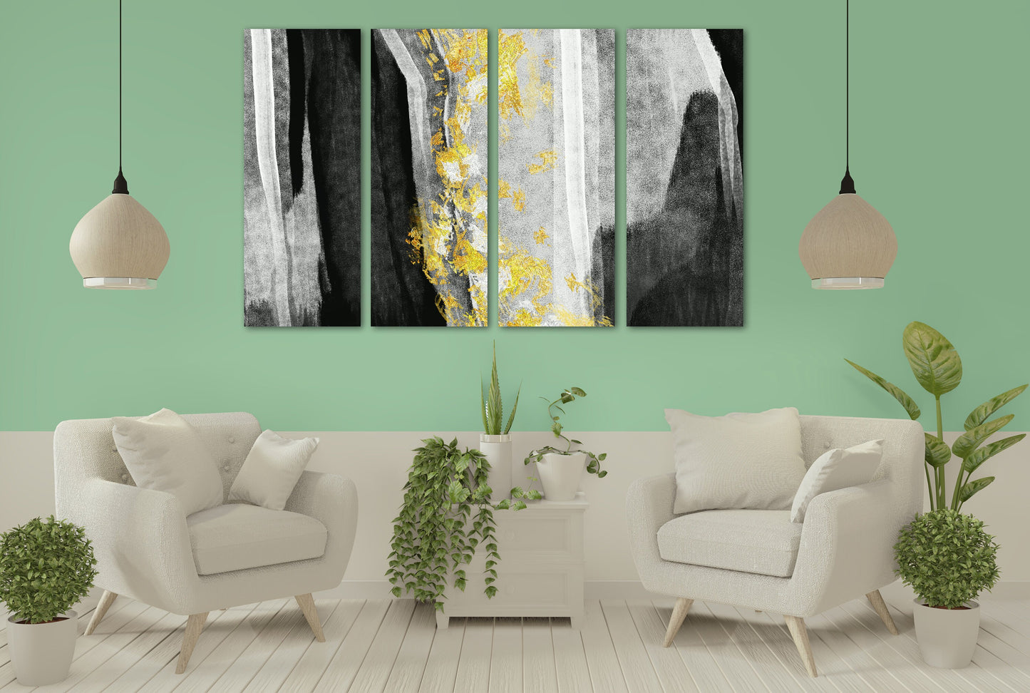 Abstrakte Wandkunst in Schwarz und Gold, mehrteiliges abstraktes Leinwandgemälde, Wanddekoration für Esszimmer, extra große Wandkunst