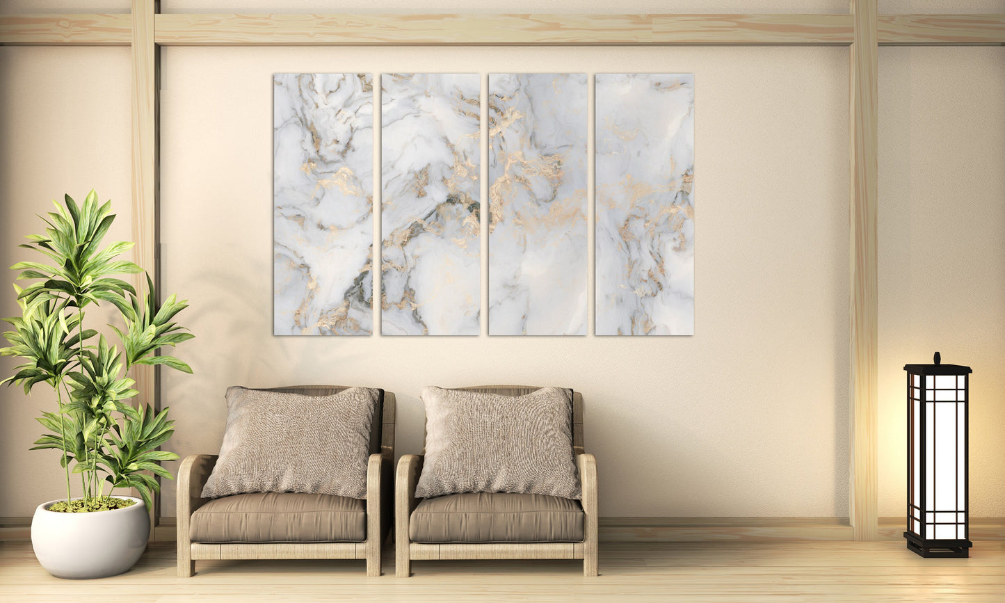 Marble canvas abstract, marble wall decor, white and gold wall art abstract wall art paintings on canvas, multi panel wall art