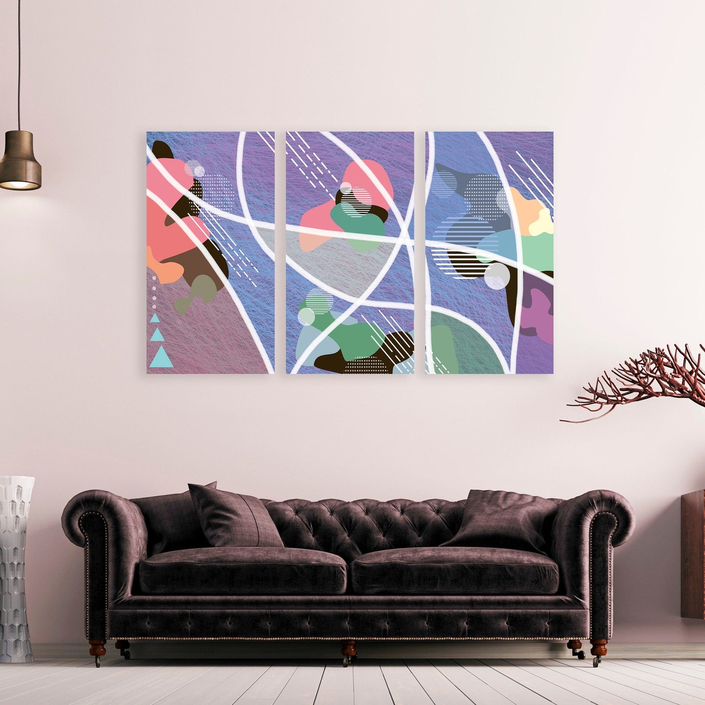 Abstract canvas wall art, bright wall art, horizontal painting, abstract art print, extra large wall art, multi panel trendy wall art