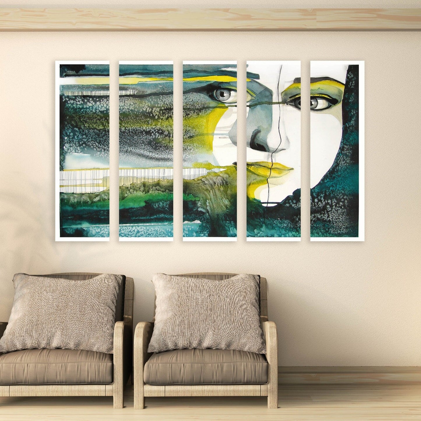 Women faces wall art, abstract woman face poster, woman face painting, extra large canvas wall art