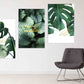 Three piece plant wall prints in floating frame, modern minimalist framed botanical artwork, original green printable set of 3 canvas arts