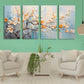 Cherry blossom wall art set, Japanese oil painting hanging canvas print, multi panel asian artwork, sacura painting, bonsai wall art