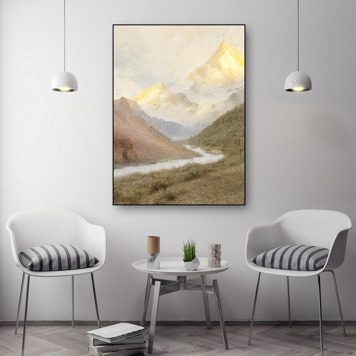 Large mountains wall art, floater frame nature canvas print, landscape hanging wall decor, printable artwork for living room, trendy gift