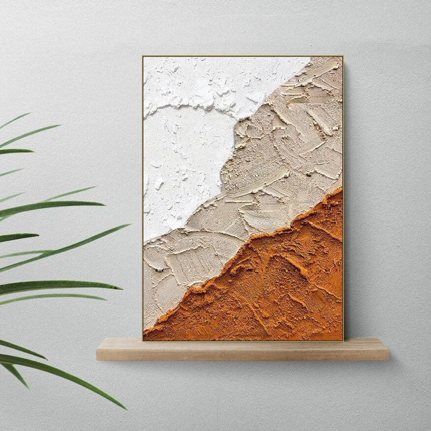 Abstract oil painting print, large conceptual wall art, floating frame artwork, printable orange gray canvas print, bedroom canvas wall art