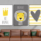 Large nursery wall art, grey yellow kids canvas print, set of three children artworks, floater frame bedroom wall art, inspirational artwork