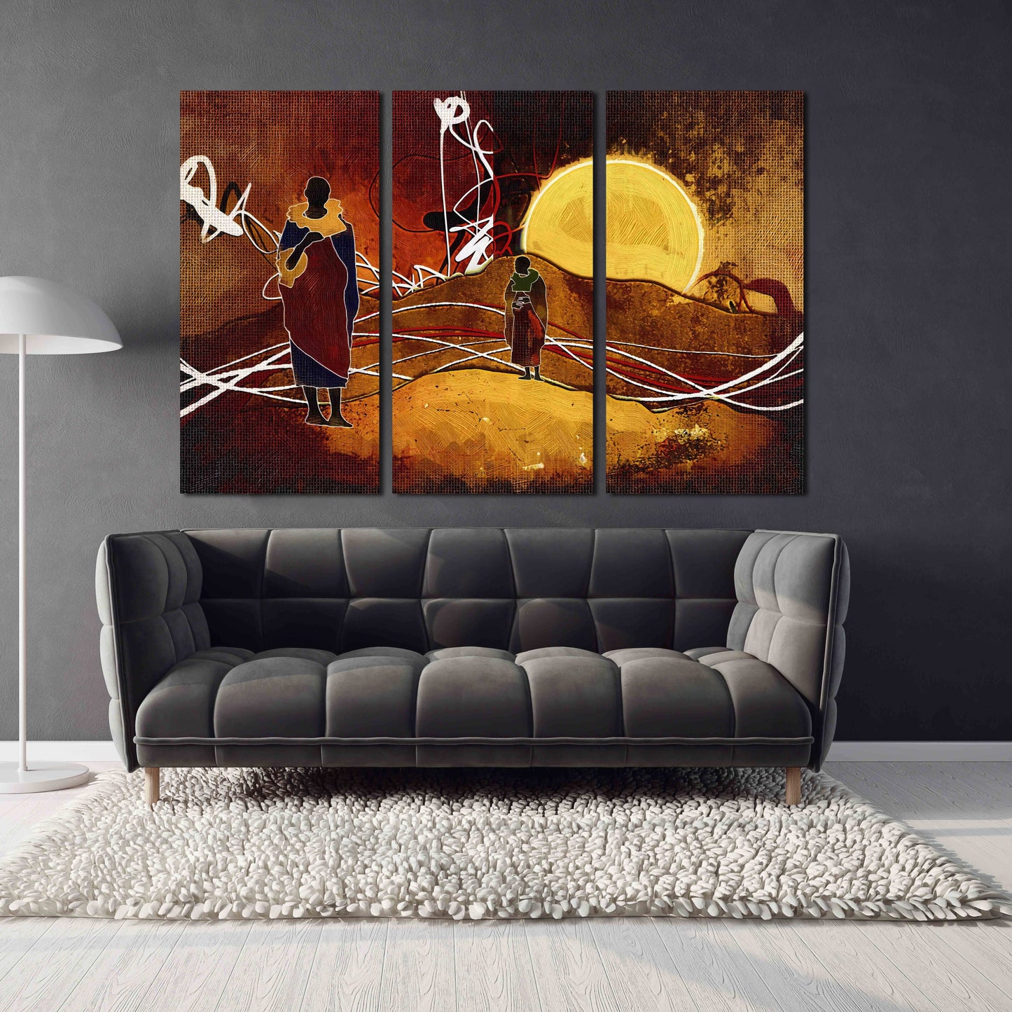 Afrikanische ethnische Retro-Illustration Abstrakte afrikanische Wandkunst Masai Leinwanddruck afrikanische Leinwand Kunst Malerei Masai Malerei Skurrile Kunst