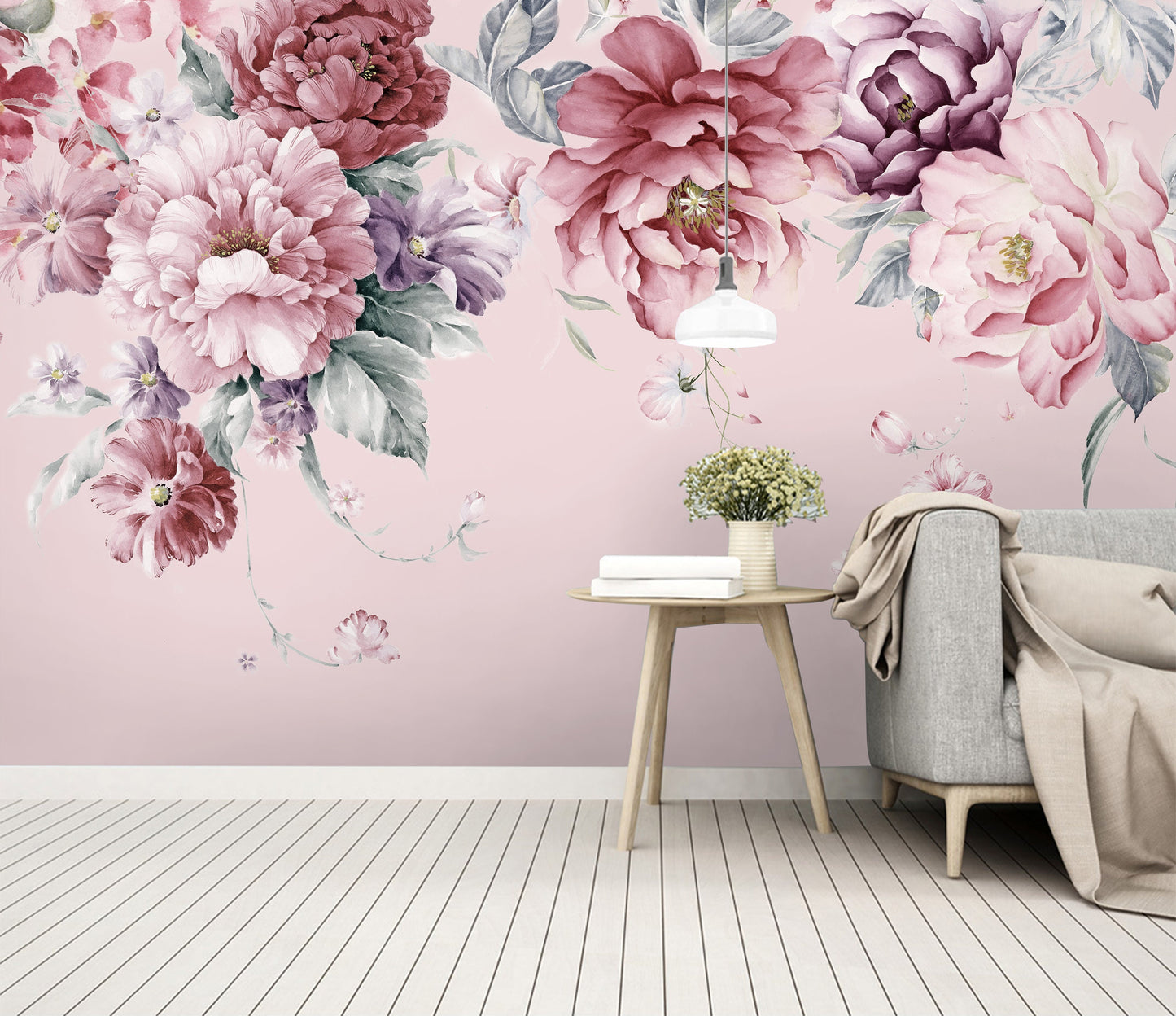 Flowers wallpaper Floral Peel and stick wallpaper Photo wallpaper Textured wallpaper adhesive wallpaper Botanical removable wallpaper