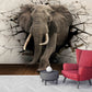 Elephant 3d wallpaper peel and stick wall mural, modern nursery wallpaper animals, removable wallpaper, canvas wallpaper, vinyl wallpaper