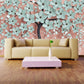 Sakura blossoms Japanese wall art Flowers wallpaper Peel&stick wallpaper Asian wall art Botanical removable wallpaper Chinoiserie wallpaper