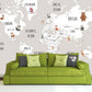 Animal world map World map mural Removable wallpaper Textured wallpaper nursery wallpaper vinyl wallpaper modern wallpaper wall print art