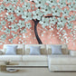 Sakura blossoms Japanese wall art Flowers wallpaper Peel&stick wallpaper Asian wall art Botanical removable wallpaper Chinoiserie wallpaper