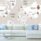 Animal world map World map mural Removable wallpaper Textured wallpaper nursery wallpaper vinyl wallpaper modern wallpaper wall print art