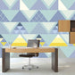 Blue wallpaper peel and stick Blue removable wallpaper Geometric wallpaper Geometric wall decal Abstract wallpaper Blue and yellow wallpaper