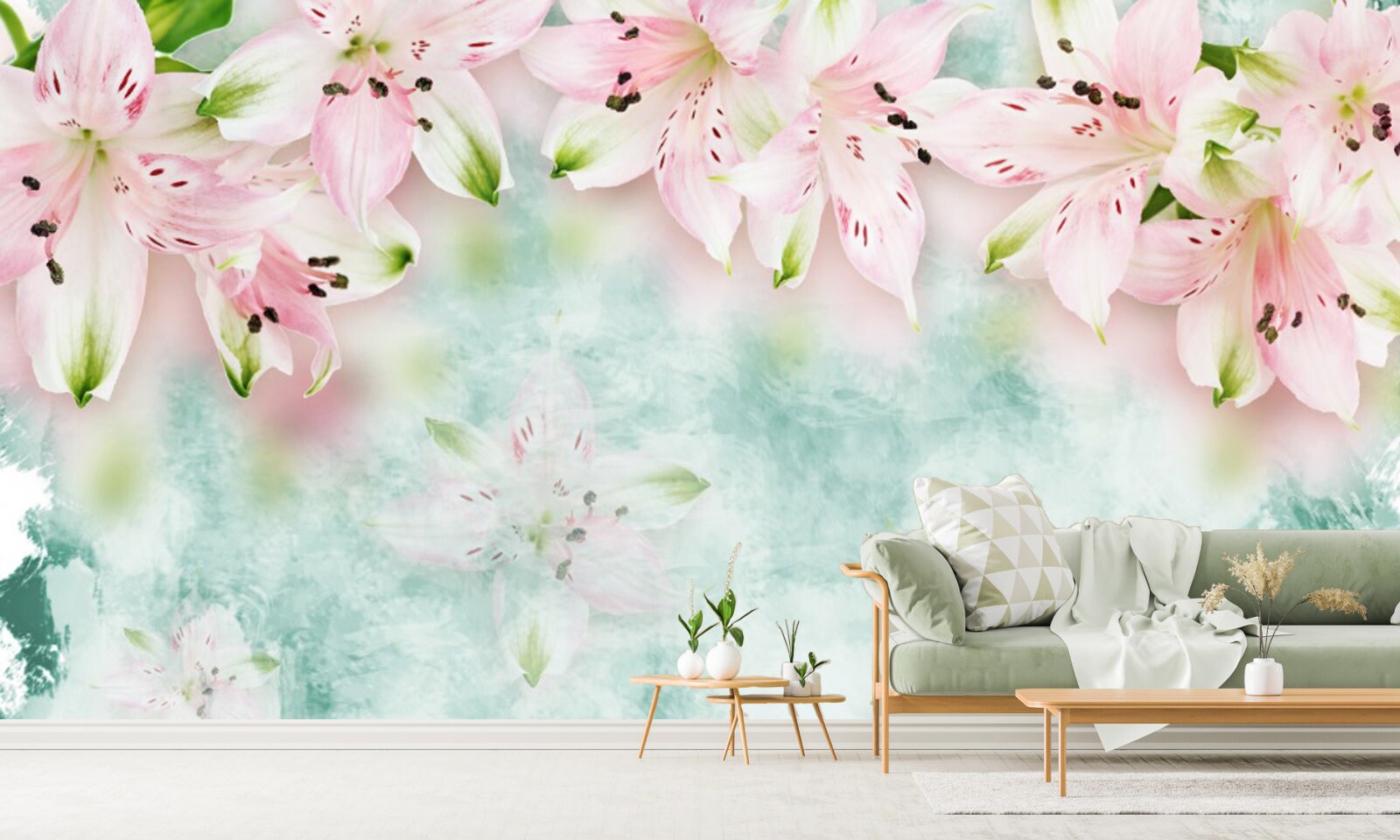 Flowers wallpaper Floral Peel and stick wallpaper Wall mural peel and stick adhesive wallpaper Botanical removable wallpaper