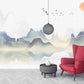Blue Mountain wall mural prints Abstract Peel and stick removable wallpaper Minimalist wall decoration Bedroom Living room wall decor