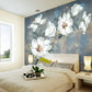 Light blue Flowers wall covering Botanical Peel and stick wall mural removable Floral wall decoration adhesive wallpaper bedroom wall decor