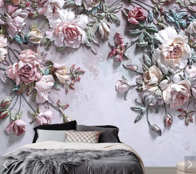 Boho Floral Wallpaper Self Adhesive Peel and Stick Removable Floral wall mural Living Room Bedroom self afhesive mural Botanical removable